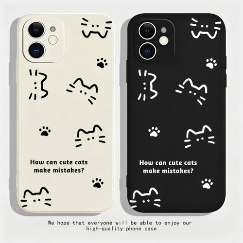 可爱简约线条犯错猫咪液态硅胶全包手机壳适用苹果16nova9华为mate70小米15opporenovivo荣耀300iPhone16p