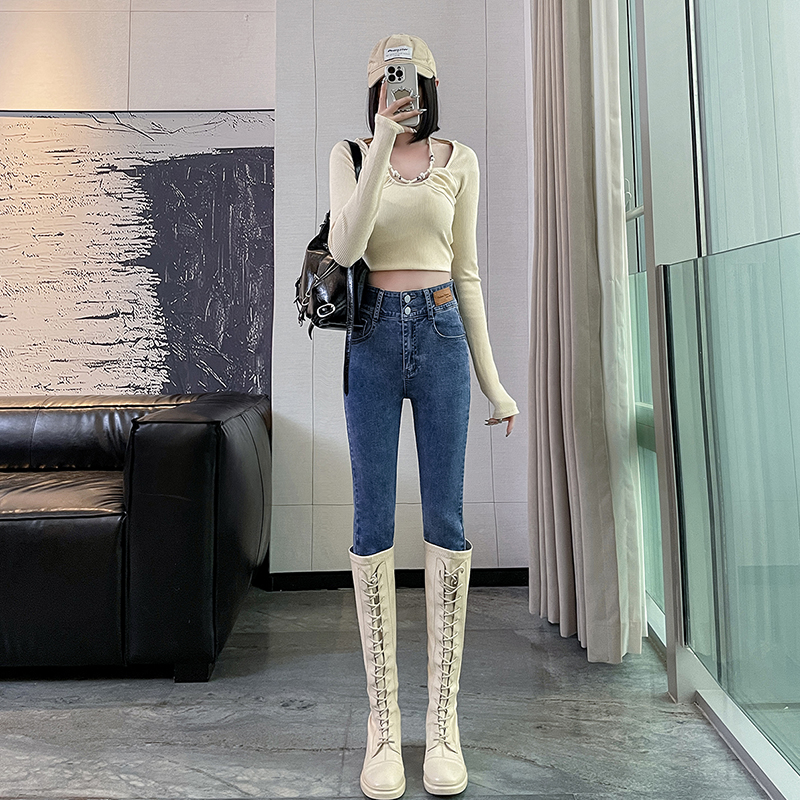 紧身牛仔裤女早秋新款爆款黑色