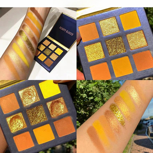 金色眼影爆闪香槟金色系烟熏妆九色玩妆柠檬黄色儿童舞台妆眼影盘