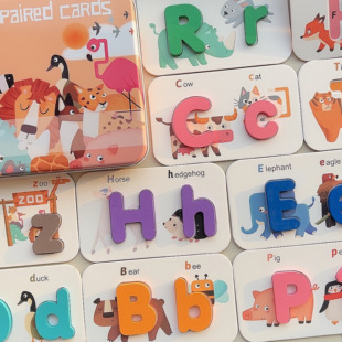 宝宝数字字母启蒙配对拼图儿童早教益智玩具木制大小写认知卡片