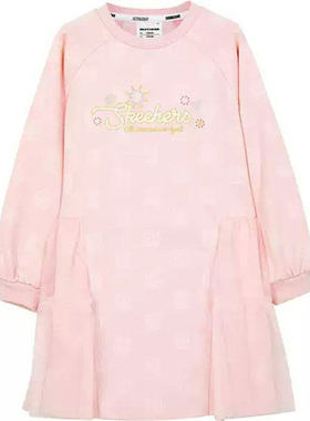 Skechers斯凯奇女童新年款公主风舒适柔软针织连衣裙纱裙L124G082