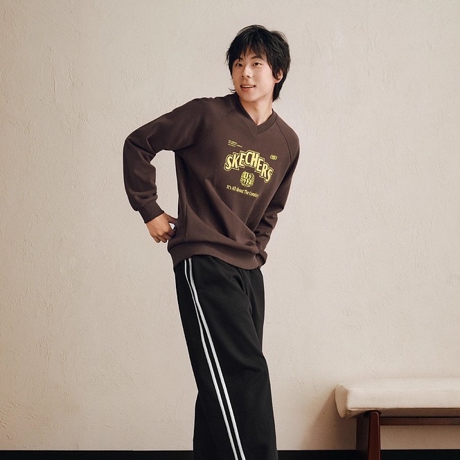 Skechers斯凯奇男女同款春秋宽松V领设计感套头衫卫衣L325U039