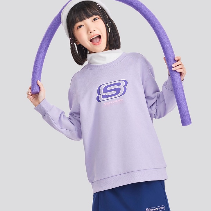 Skechers斯凯奇秋冬儿童时尚百搭柔软舒适保暖针织卫衣L424K132