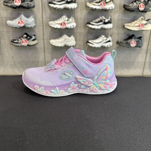 Skechers斯凯奇女童童趣时尚立体蝴蝶亮晶晶运动闪灯鞋303065L
