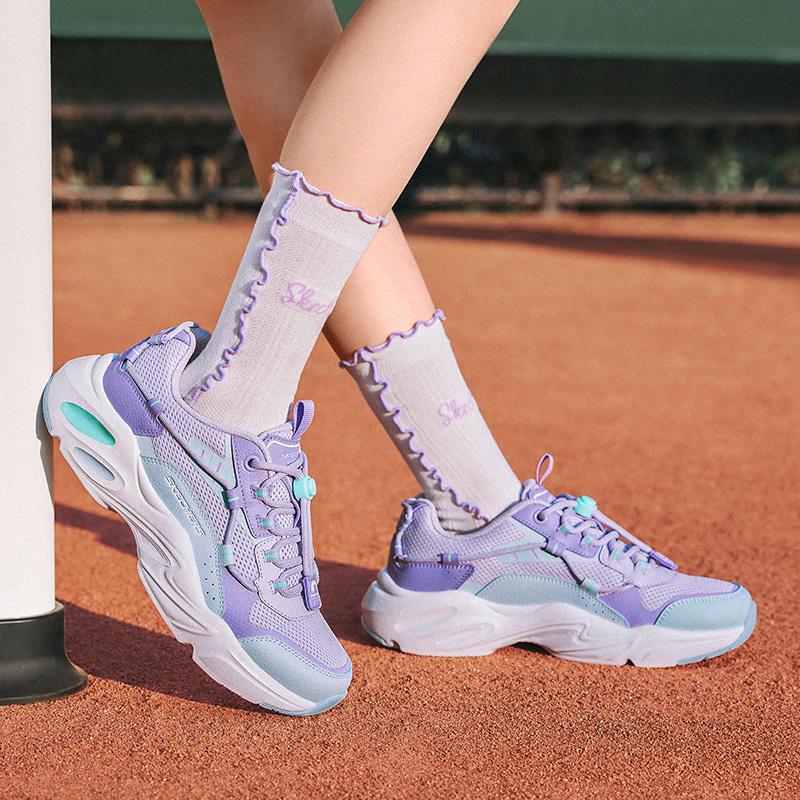 Skechers斯凯奇女童简约复古时尚透气高回弹运动老爹鞋319073L