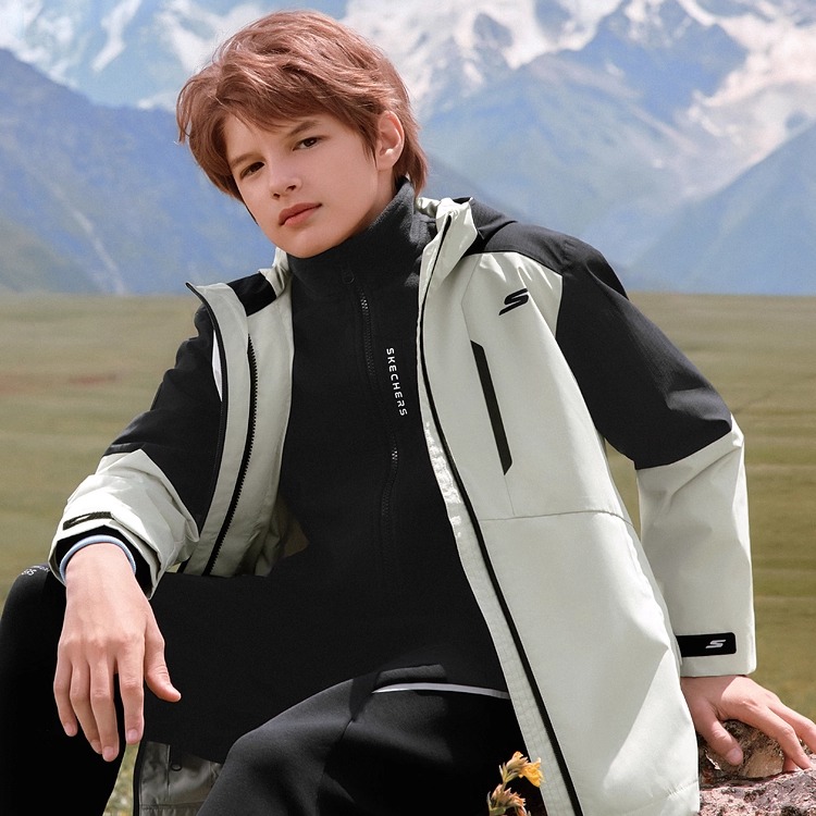 Skechers斯凯奇小魔方2.0冲锋衣男童舒适百搭透气外套P425B004