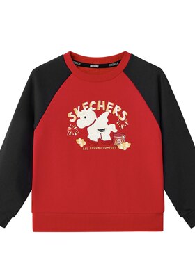 Skechers斯凯奇马年新款秋冬儿童针织卫衣卫裤套装L126B031