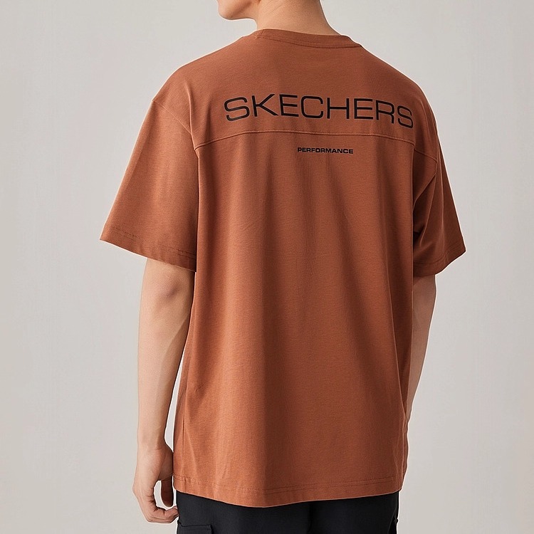 Skechers斯凯奇夏季男士休闲印花时尚舒适纯棉圆领短袖P325M076