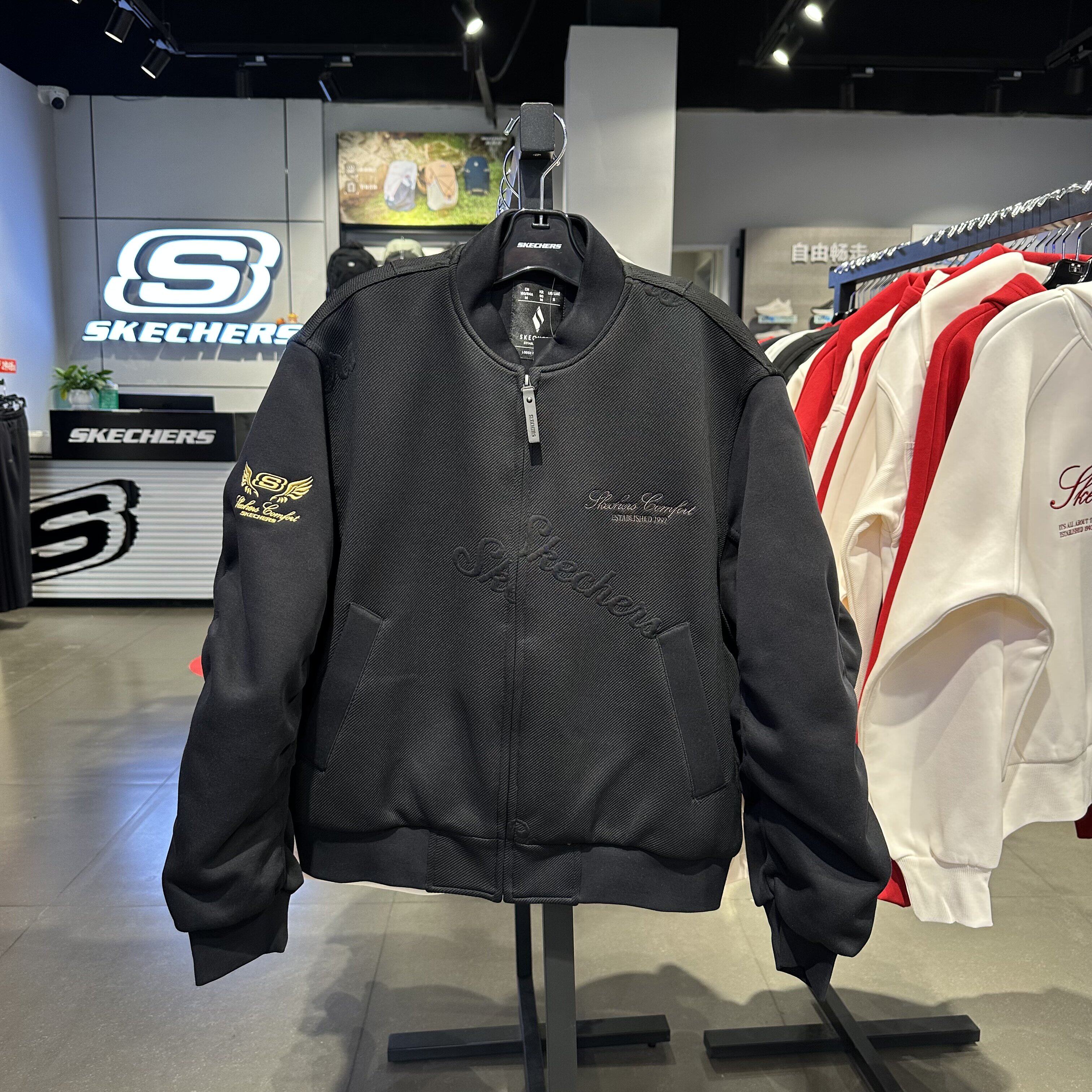 Skechers斯凯奇女士秋冬夹克宽松纯色百搭保暖棉服外套L126W009