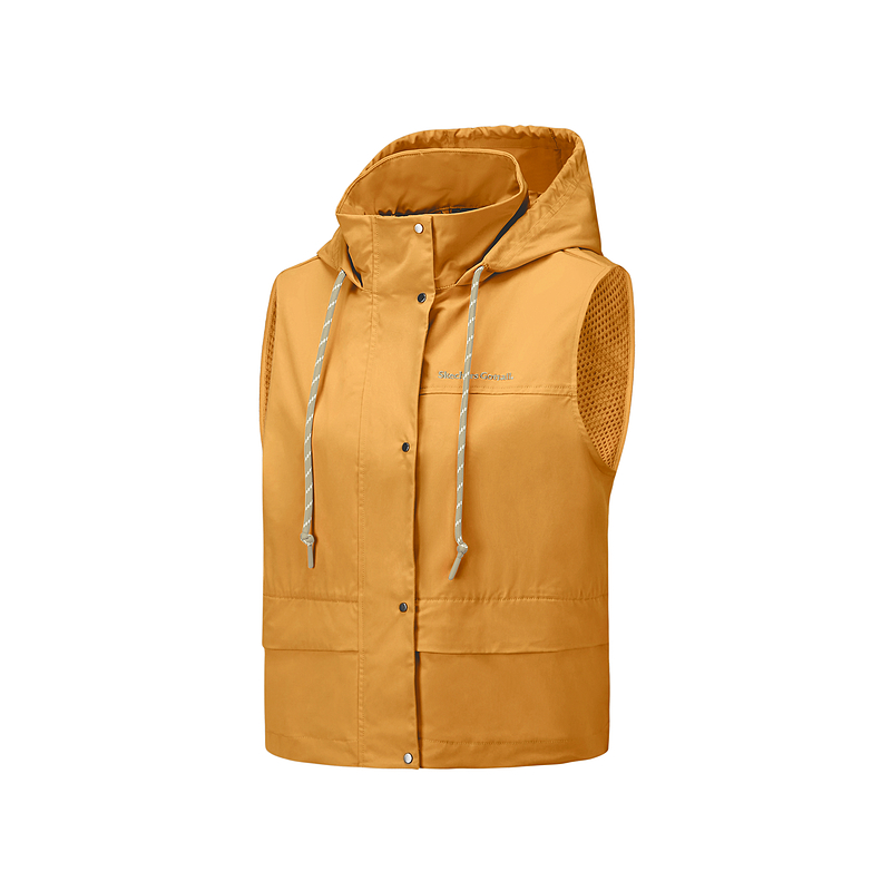 Skechers斯凯奇女士户外防泼水舒适透气连帽梭织马甲背心P225W097