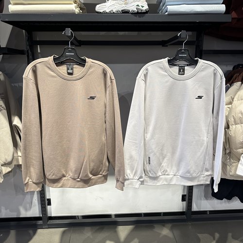 Skechers斯凯奇男士舒适亲肤软糯纯色百搭圆领套头卫衣P425M017