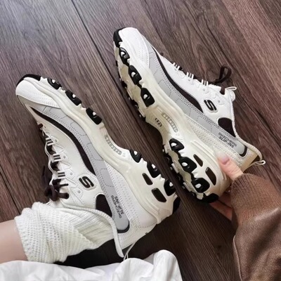 Skechers斯凯奇女款闪穿一脚蹬舒适缓震厚底运动熊猫老爹鞋150537