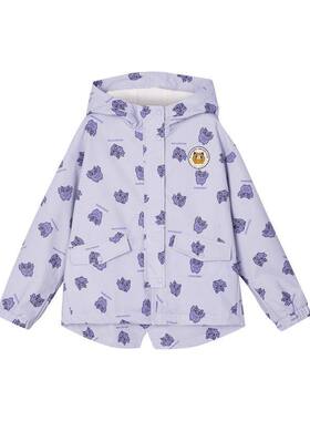 Skechers斯凯奇女小童秋冬时尚保暖童趣可爱梭织连帽外套P324G024