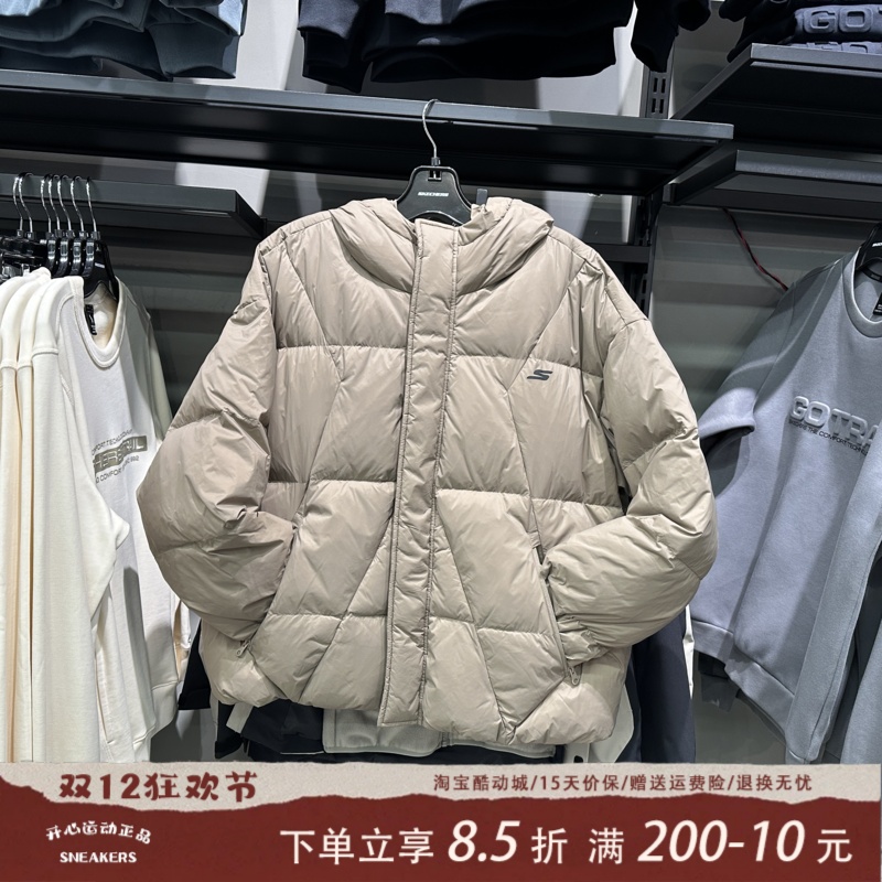 Skechers斯凯奇秋冬男女同款保暖蓬松连帽羽绒服外套P425U035