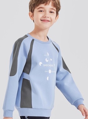 Skechers斯凯奇秋冬季男童舒适保暖柔软亲肤针织套头卫衣P424B005