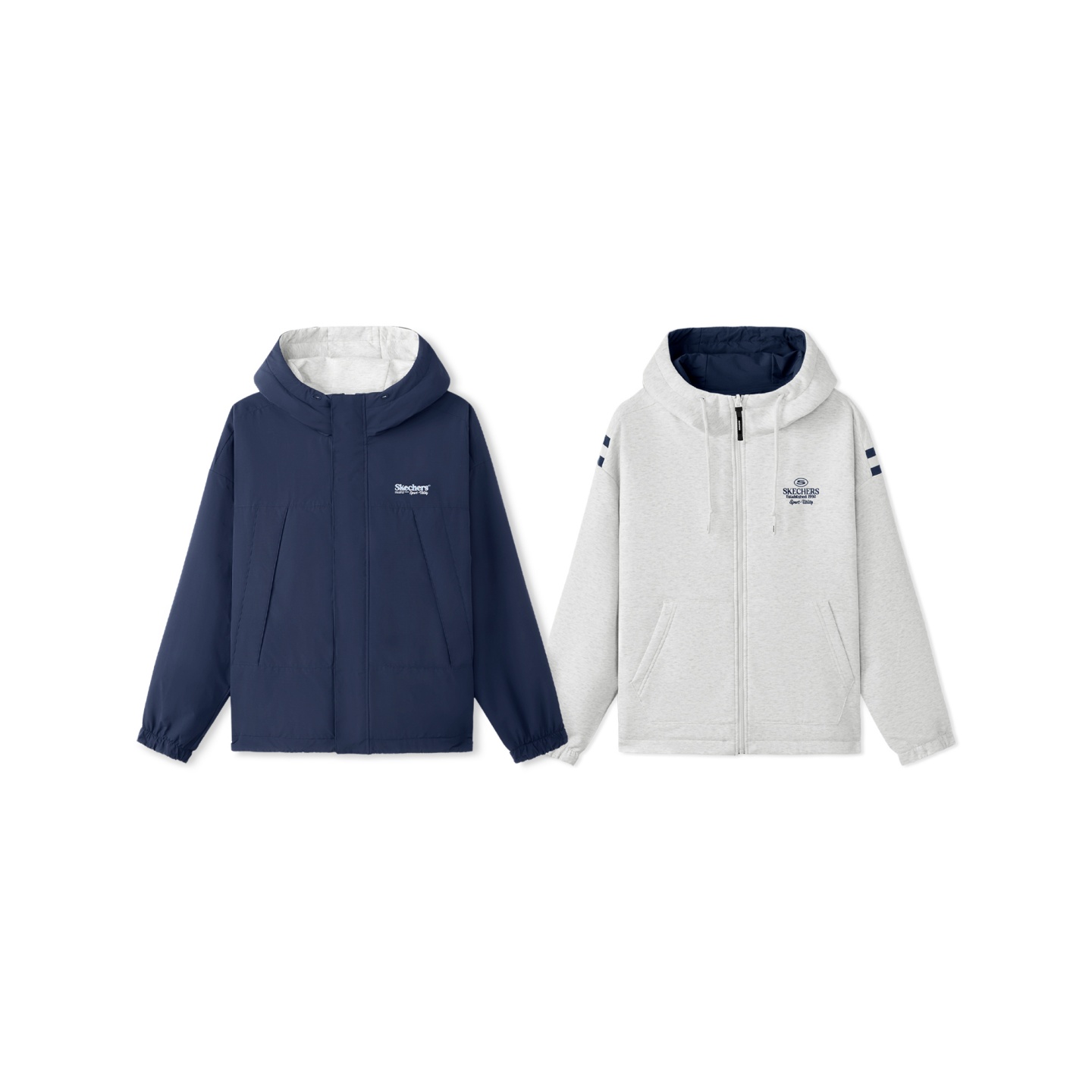 Skechers斯凯奇秋冬男士百搭休闲双面穿裥棉连帽外套L125M009