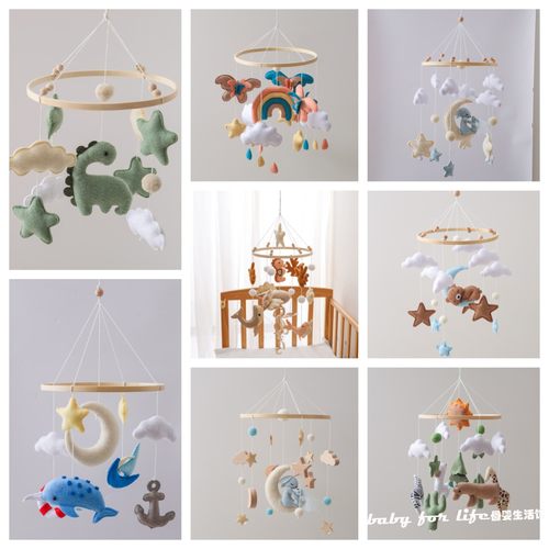 ins婴儿床铃支架挂件玩具毛毡风铃动物床挂摇铃新生儿安抚玩具