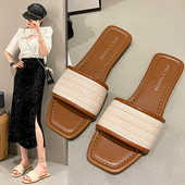 仙女鞋 子夏季 外穿2025年新款 平底编织凉拖鞋 三亚度假沙滩罗马凉鞋