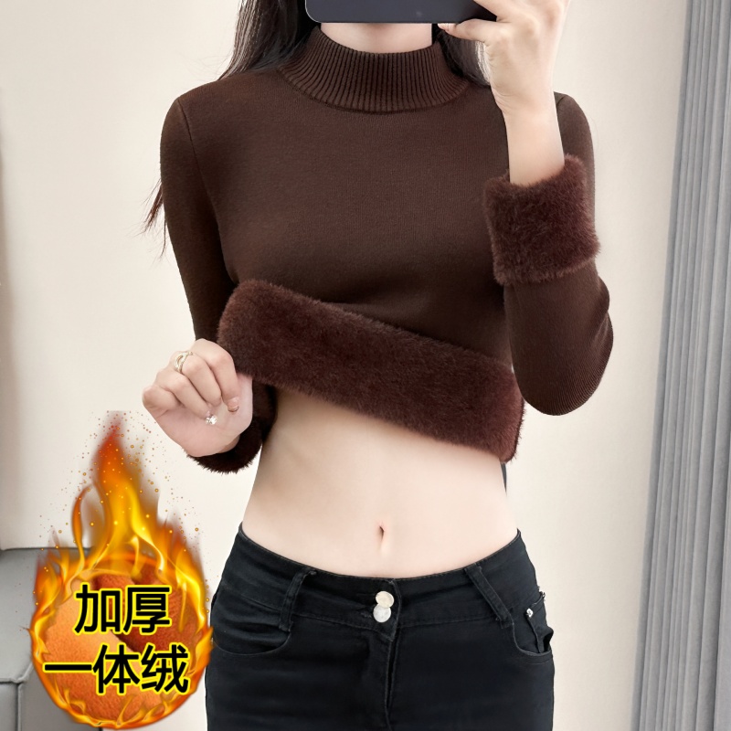 100%纯羊绒羊绒衫半高领加绒保暖