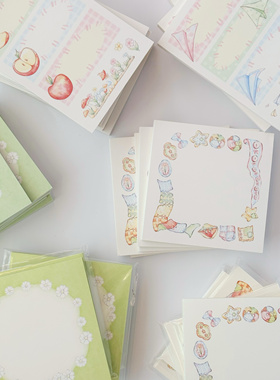 花夭studio 清新手绘便签本 苹果纸飞机小雏菊随手记无粘性可撕