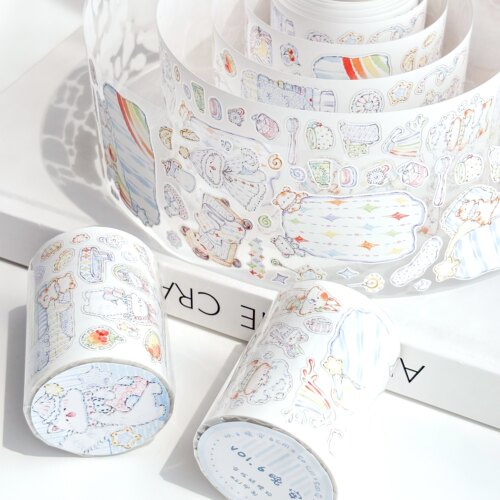 《vol.6晚安》模切贴纸卷｜花夭studio 猫咪兔兔仓鼠小熊鸭鸭好梦