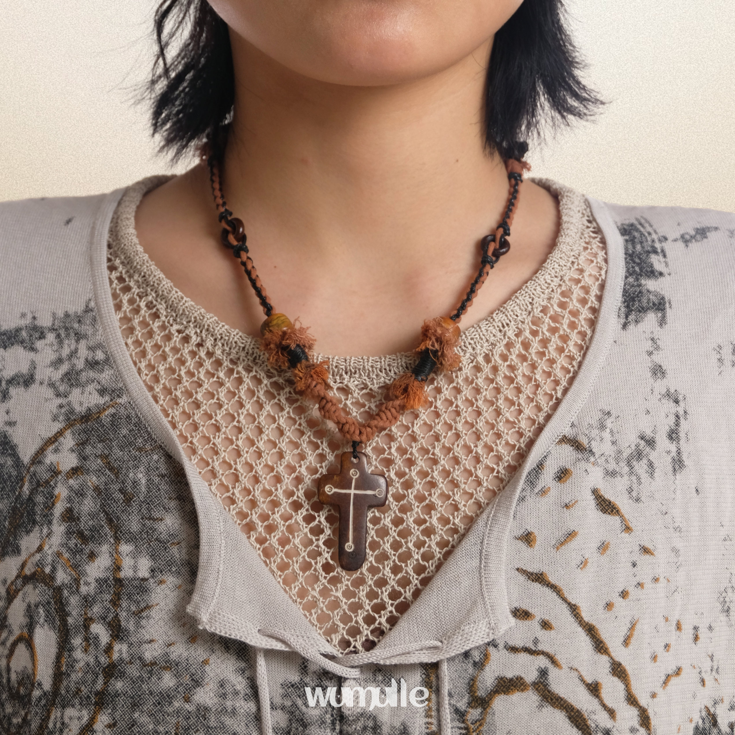 wumulle原创棕色藏式编绳项链