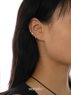 防过敏养耳洞看过来A1 简易 wumulle 925耳钉花朵星星耳骨钉套装