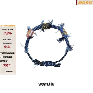 wumulle 原创藏风编织手绳非洲色彩贸易珠桶珠蓝系男女手链