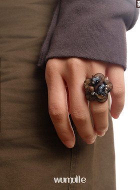 wumulle原创木质花朵串珠戒指