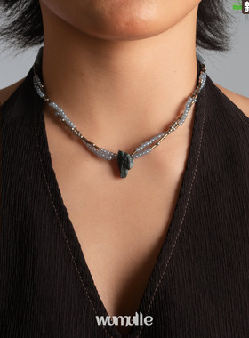 wumulle自制蓝磷灰天然晶石项链