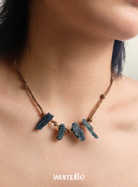 wumulle 晶石编绳项链手链系列天然蓝磷灰石精致小众复古休闲原创