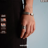 wumulle 做旧款 泰银缠绕多层开口宽戒指可调节复古小众男女
