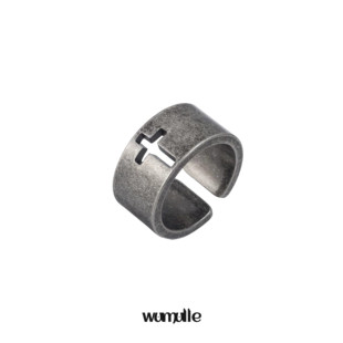 戒指男女不分 防水随便戴着洗手咯 F15 宽面做旧十字镂空 wumulle