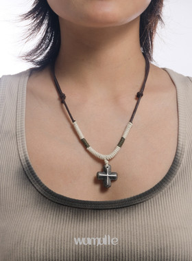 十字架wumulle复古麻绳编织项链