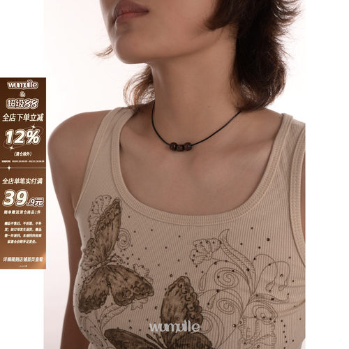 wemulle木头腊皮绳项圈女项圈
