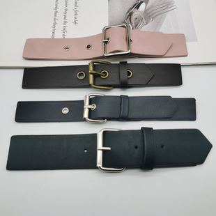 金属PU皮对扣女大衣装饰扣衣口搭扣机车服皮毛一体下摆延长带