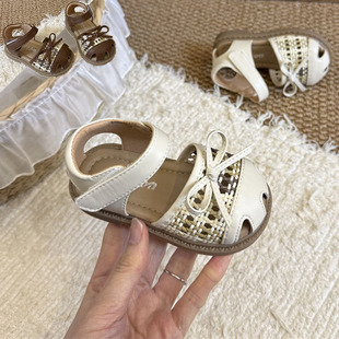 包头不掉婴儿小童女宝宝软底学步凉鞋 1一3岁半 夏季 编织2026年新款