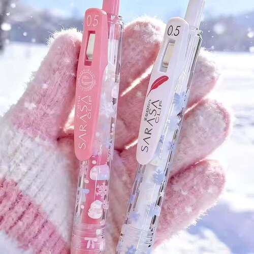 日本ZEBRA斑马JJ99冬日雪花羽毛按动中性笔小清晰雪天JJ15圣诞DIY