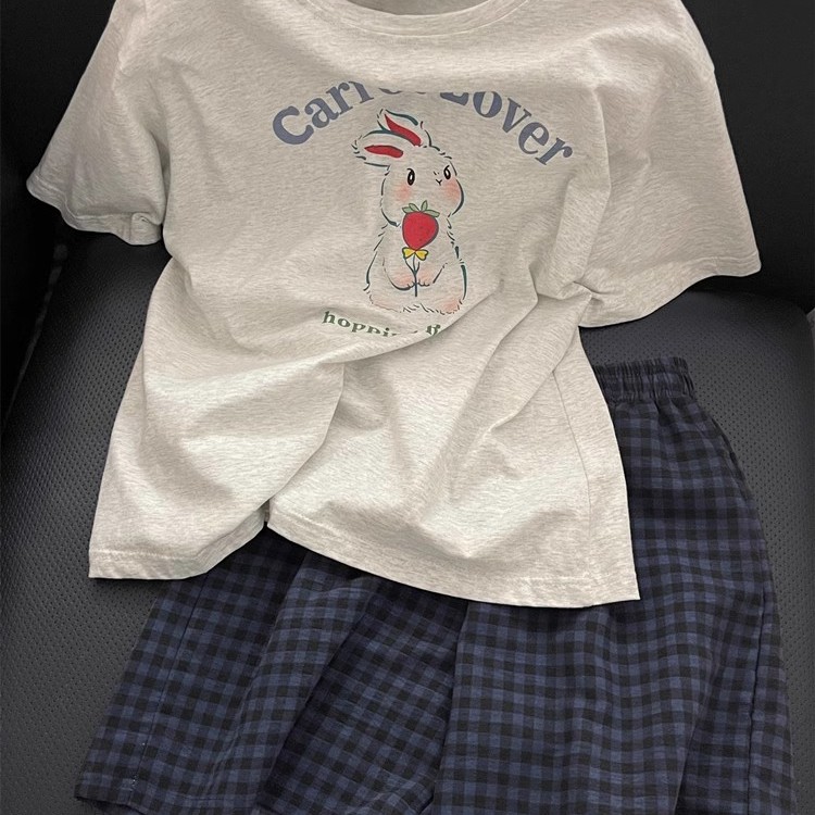 韩版ins睡衣女夏天短袖短裤纯棉可外穿网红风大码宽松家居服套装