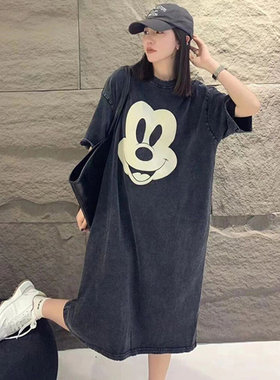 睡裙女夏季短袖纯棉薄款过膝