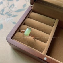 「翠荧」碧玉猫眼马鞍戒指和田玉荧变女戒精致国风活口可调节玉戒