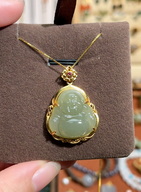 清货 和田玉包镶佛公吊坠 默认微瑕不退换