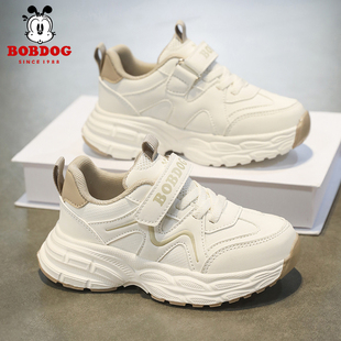 巴布豆儿童鞋子2025新款秋冬季皮面女孩运动鞋休闲加绒保暖男童鞋