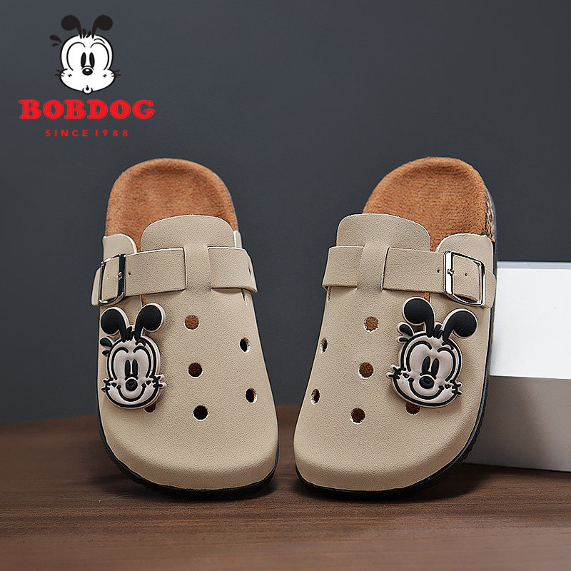 巴布豆儿童休闲凉拖鞋2025夏季新款轻便外穿女童包头半拖鞋勃肯鞋