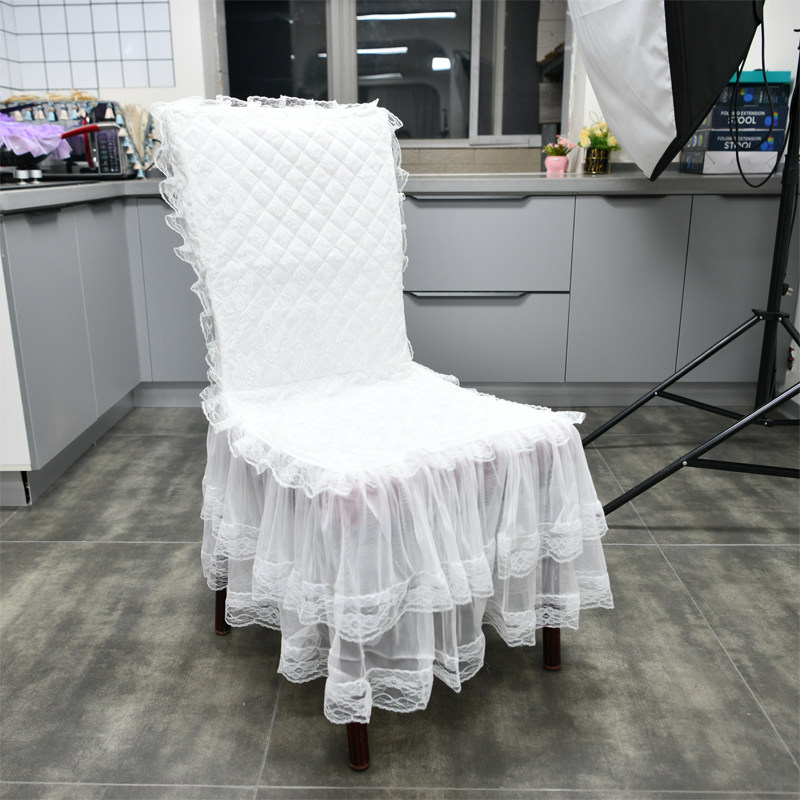 新款现代家用公主蕾丝餐桌座椅套连体椅背椅子套凳子套罩布艺定做