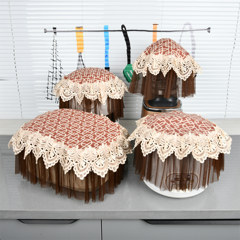 厨房电饭锅圆形多用蕾丝盖巾定制破壁机空气炸锅简约现代防尘罩