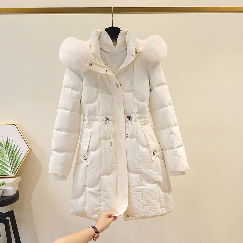 可拆卸帽子棉衣棉服女2025冬季新款修身收腰中长款棉袄外套防寒服