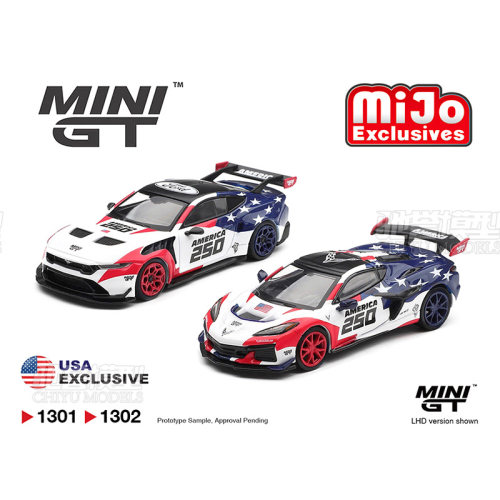 保单保发 MINIGT 1:64 科尔维特ZR1 福特野马GTD 合金汽车模型