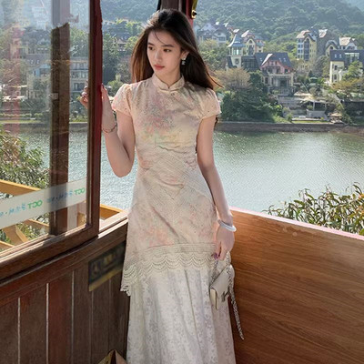 中式国风旗袍连衣裙假两件连衣裙