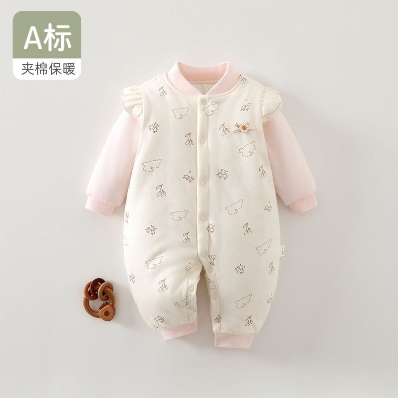 婴儿夹棉衣服秋冬纯棉连体衣新生女宝宝百天满月公主洋气哈衣冬季,童装/婴儿装/亲子装,连身衣/爬服/哈衣,淘宝优惠券,粉丝福利购,淘宝优惠卷